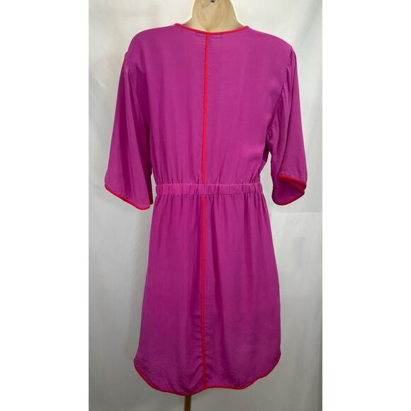 BCBG Max Azria Mandy Fuchsia Silk Shirt Dress with Pockets - Size XS - Picture 11 of 14